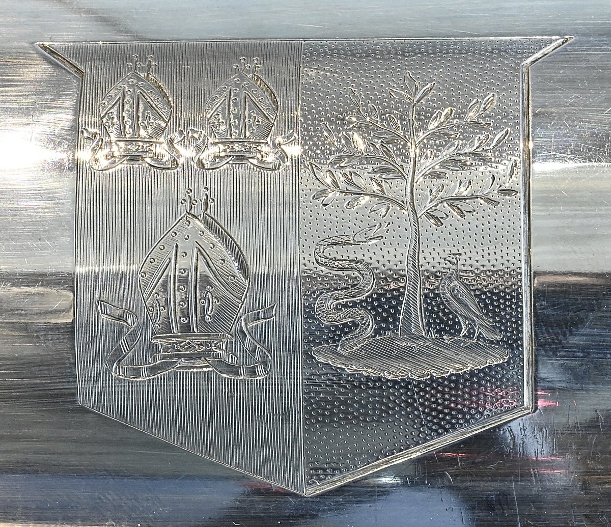 Grande légumière en argent sterling avec double gravure d'armoiries nobiliaires-Angleterre 1806-photo-3